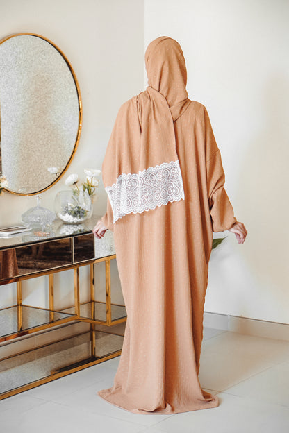 Cotton jacquard with dantel | Prayer Dress