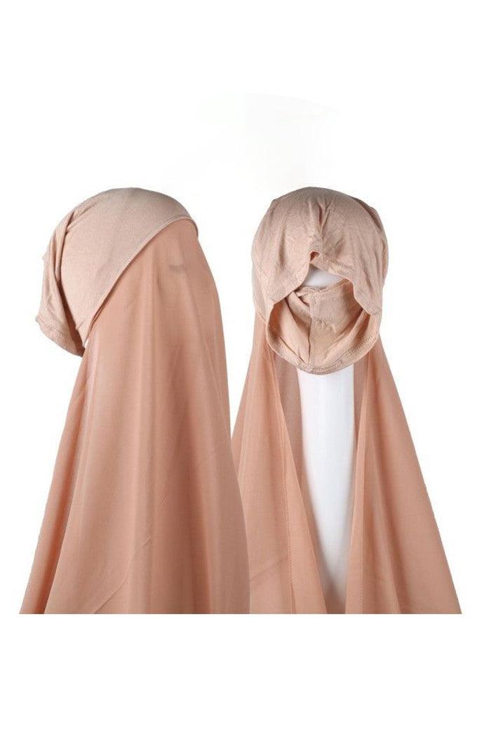 CHIFFON HIJAB WITH JERSEY UNDERSCARF CAP - Harhash