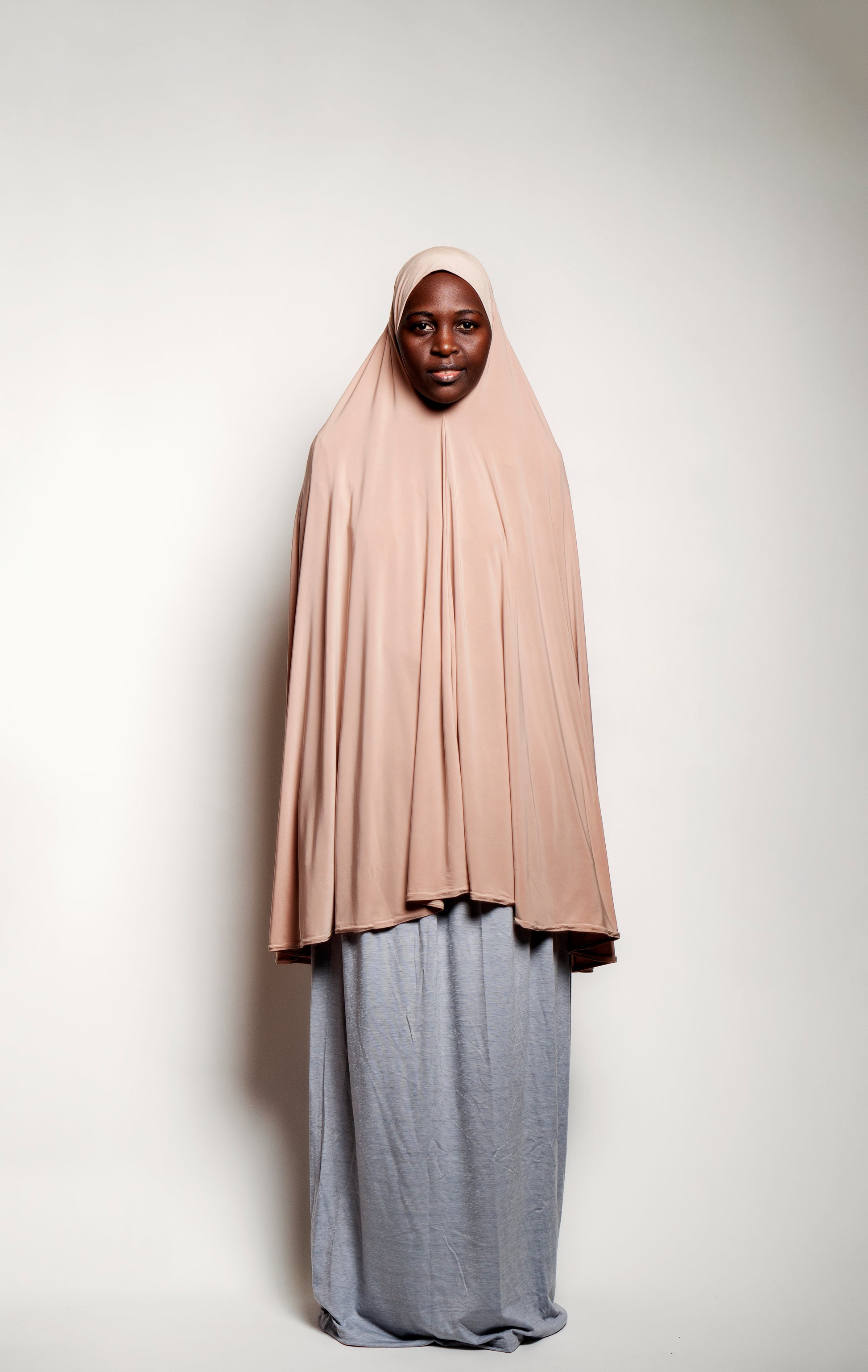 light beige lycra stretch Khimar - Harhash