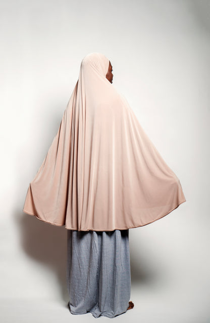 light beige lycra stretch Khimar - Harhash