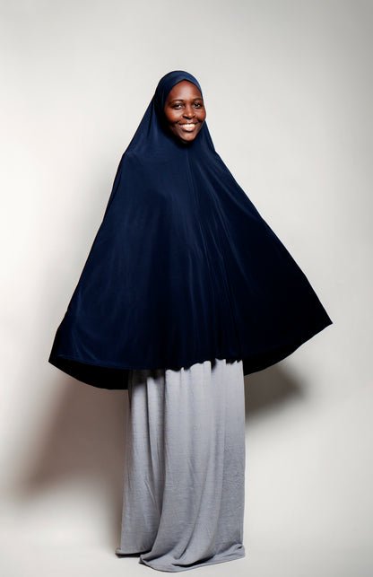 Navy Blue lycra stretch Khimar - Harhash