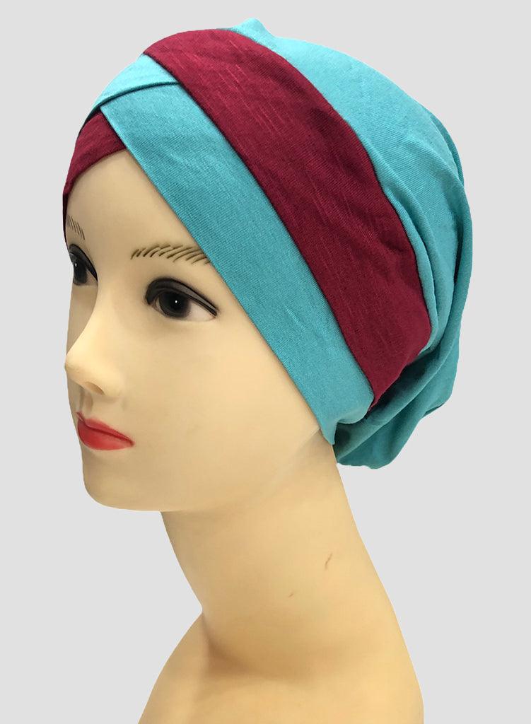 Multi-Colour Criss Cross Closed UnderScarf Cap - Harhash