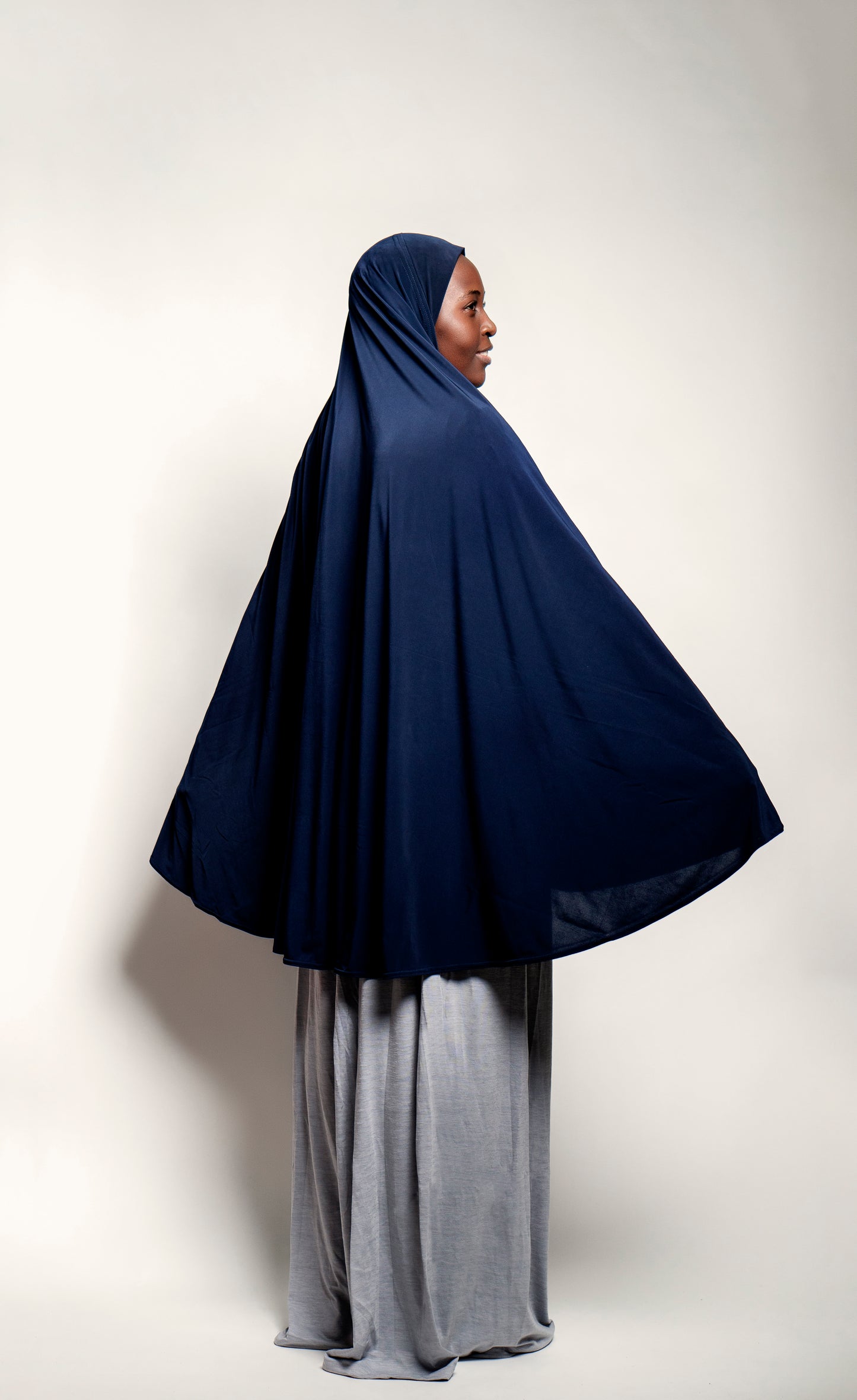 Navy Blue lycra stretch Khimar - Harhash